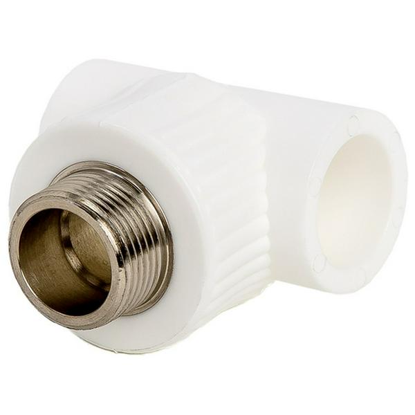 Тройник комбинированный полипропиленовый PPRC НР 20х3/4" Lammin наружная резьба, белый (уп. 15 шт).