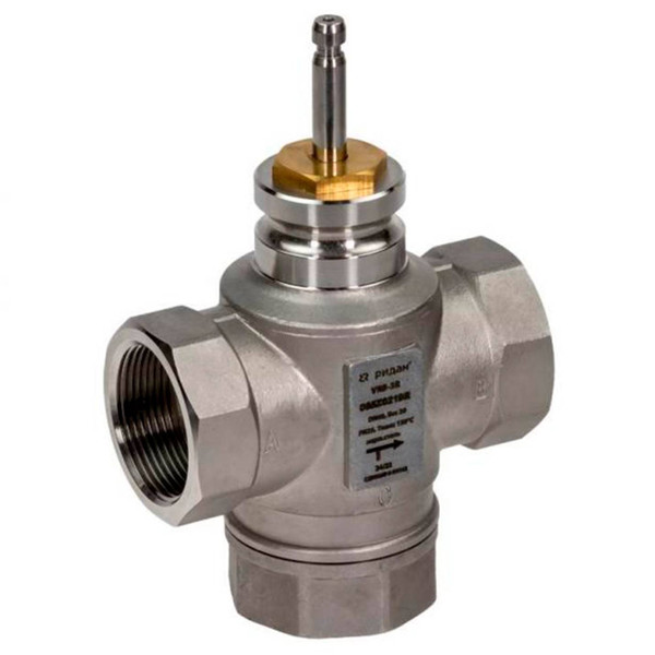 Клапан регулирующий РИДАН VRB-3R PN25 DN40 KVS20 Tmax130, 3-х ход., седельный, внутр.рез.,нерж.сталь