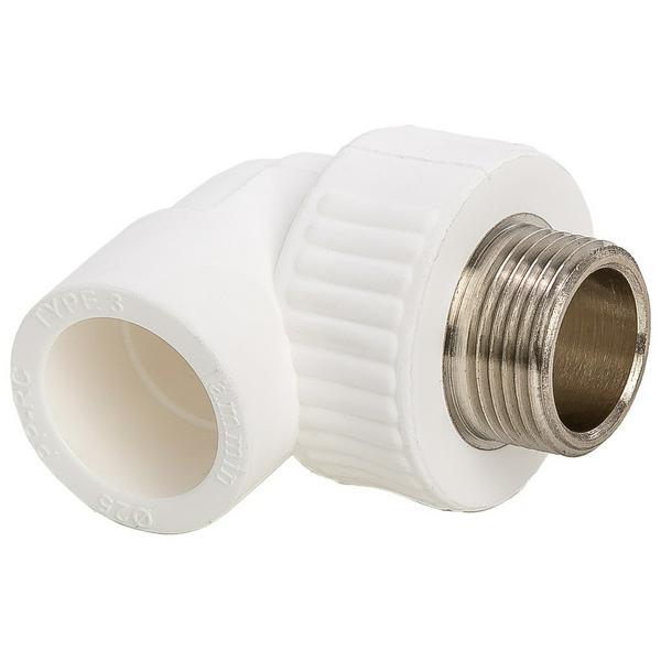 Угольник комбинированный полипропиленовый PPRC НР 20х3/4" Lammin наружная резьба, белый (уп. 20 шт)