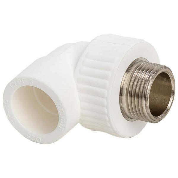 Угольник комбинированный полипропиленовый PPRC НР 25х3/4" Lammin наружная резьба, белый (уп. 15 шт)