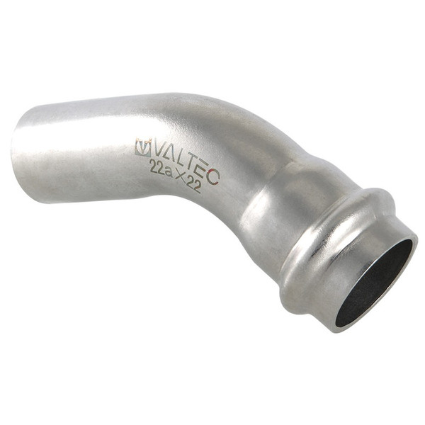 Угольник 45 из нержавеющей стали 22 внутренний-наружный Valtec, (VTi.958) (уп. 5 шт)