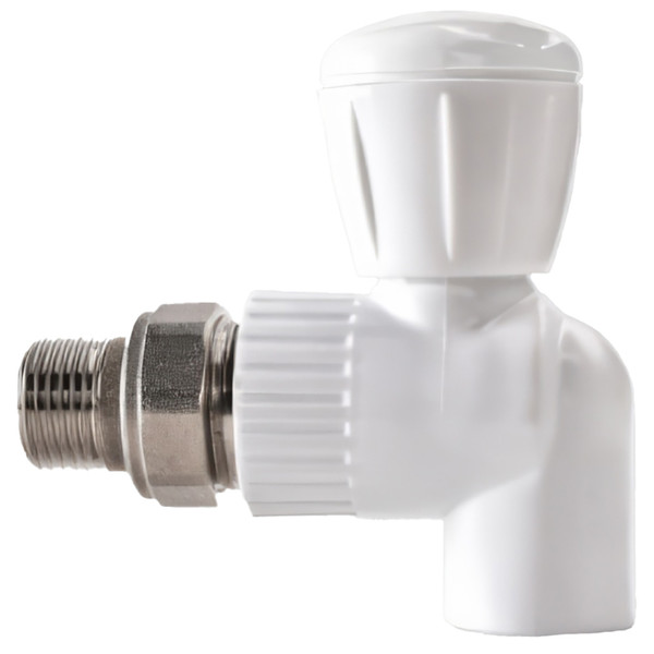 Шаровый кран полипропиленовый для радиатора угловой PPRC 20*1/2, РВК,белый