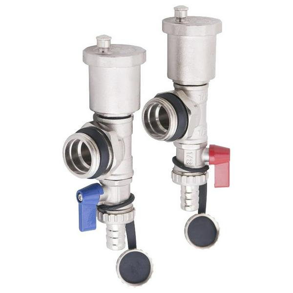 Тройник Gappo коллекторный со сливным клапаном и воздухоотводчиком 1" (пара)