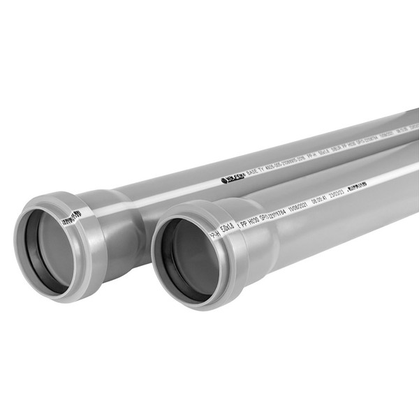 Труба VALFEX канализационная ПП 50* 150 мм с раструбом серая