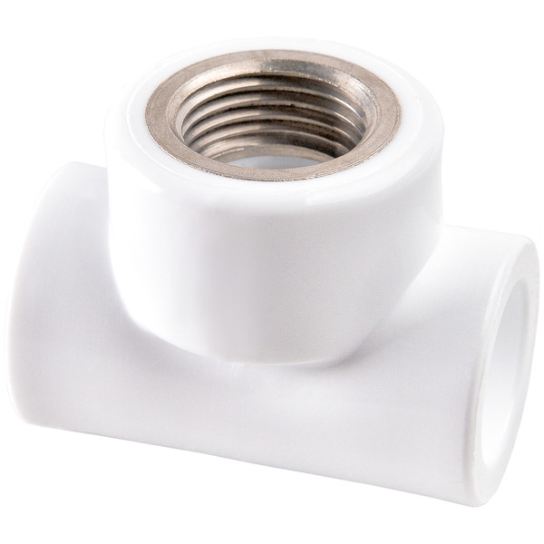 Тройник комбинированный полипропиленовый PPRC ВР 20х1/2" РВК, внутренняя резьба, белый