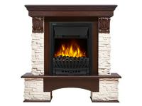 Портал Firelight Pietra Classic камень белый, шпон темный дуб