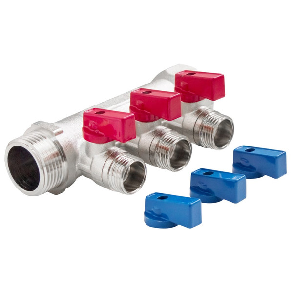 Коллектор с отсекающими шаровыми кранами 2 выхода 3/4" * 1/2" НР VALFEX (FV.580.N.0502)