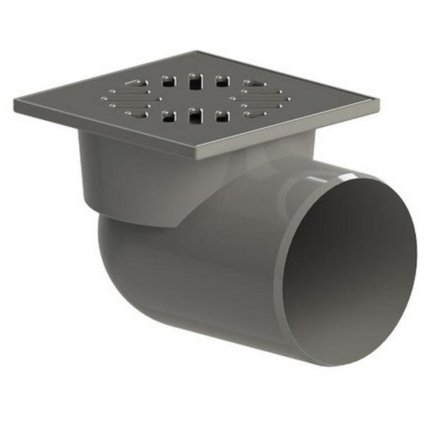 Трап с горизонтальным сливом 110 мм пластиковая решетка 150*150 мм гидрозатвор