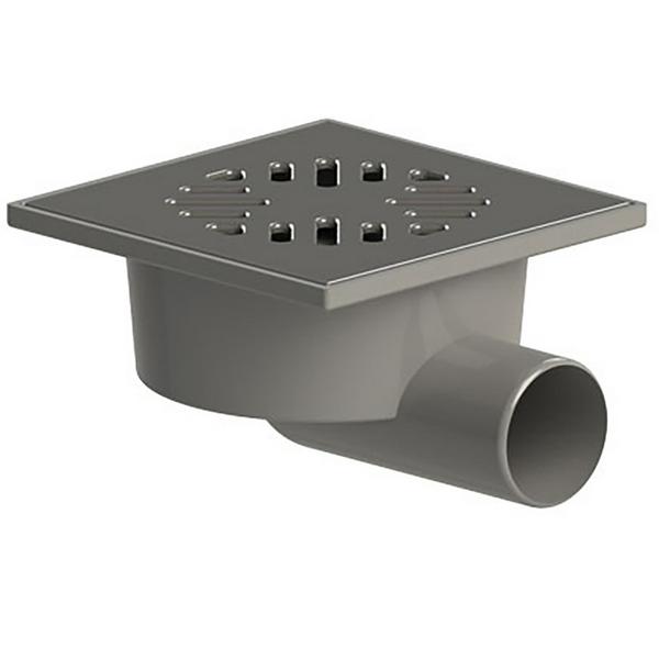 Трап с горизонтальным сливом 50 мм нержавеющая решетка 150*150 мм гидрозатвор