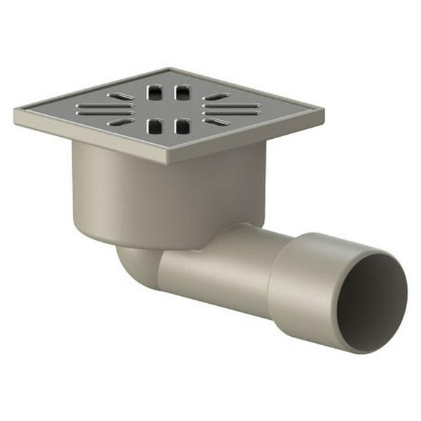 Трап с горизонтальным сливом 50 мм пластиковая решетка 150*150 мм гидрозатвор