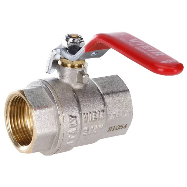 Кран VIEIR шаровый 11/4" ВВ, красная ручка, никель (36/6) VR200-04