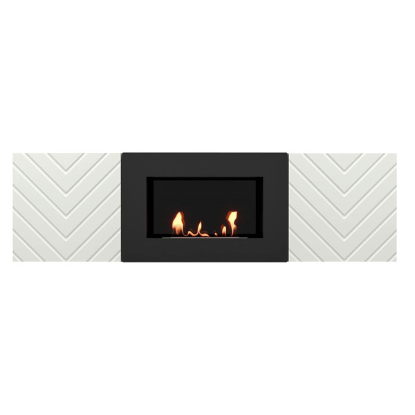 Каминокомплект:Тумба с биокамином Firelight BFP/P-1400V белая+набор керамических дров береза