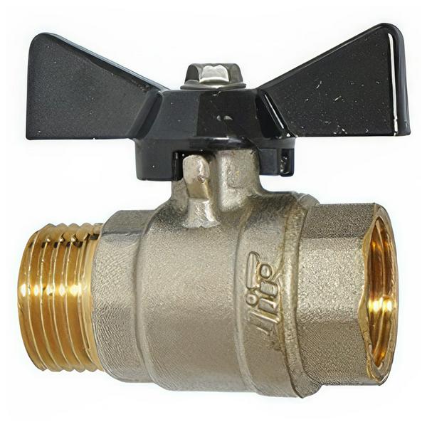 Кран шаровый "бабочка" ВН внутренняя наружная резьба 3/4" (JIF.355) (Черная ручка)