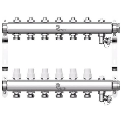 Коллектор Wester нерж. 1-3/4 в сборе на 6 выходов, 2 заглушками, W903.6 купить оптом по выгодной цене с доставкой — оборудование для бизнеса РУСКЛИМАТ