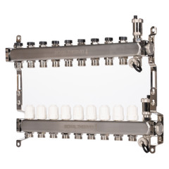 Изображение товара Коллектор Royal Thermo нерж. в сборе универсальный 1" ВР-3/4" НР с автомат. воздухоотвод-ми 9 вых.